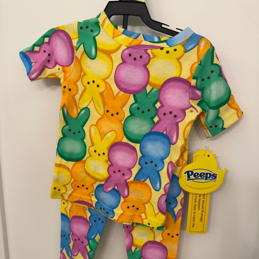 Peeps Easter Bunny Pajama Set Toddler 3T Short Sleeve New with Tags